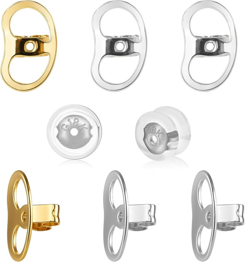 Goffing Earring Backs Replacements for Droopy Ears, Heavy Earrings Lifters, Locking Ear Support for Sensetive Skin, 8 Pairs - Image 1